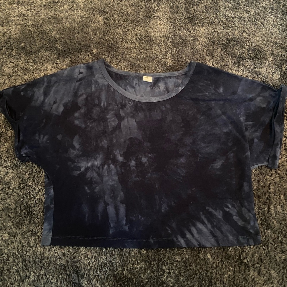 Tie-Dye Navy Short Sleeve Crop Top